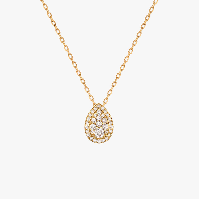 Collier pendentif cercle pavé de diamants-Or Rose ou Or Blanc