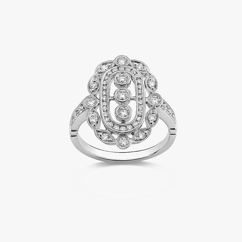 BAGUE PERLEE ART DECO DIAMANTS