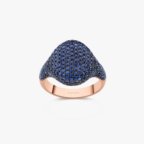 BAGUE CHEVALIERE SAPHIRS OR ROSE