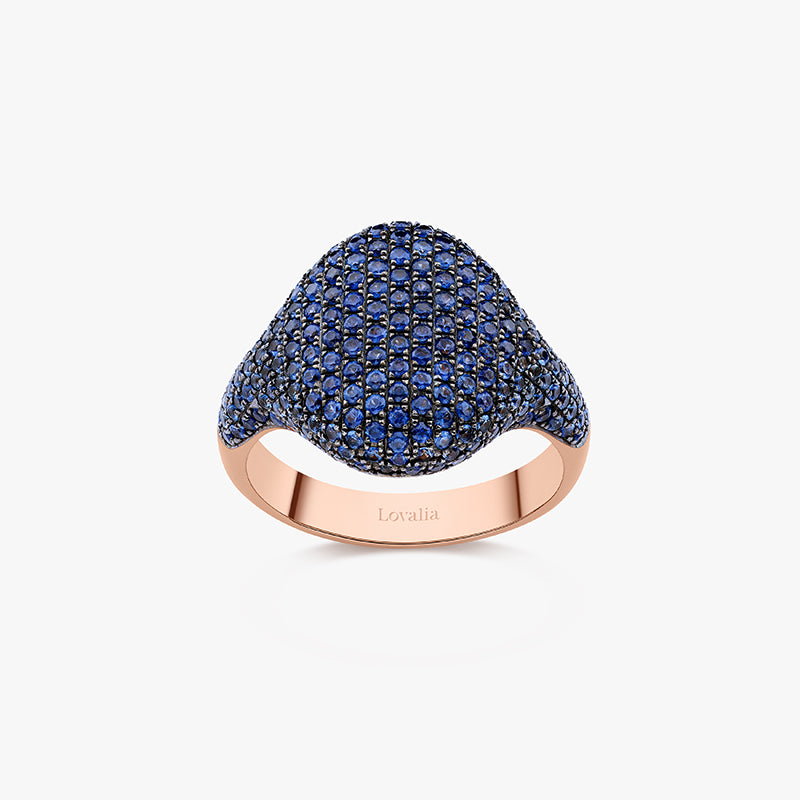 BAGUE CHEVALIERE SAPHIRS OR ROSE
