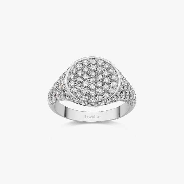 BAGUE CHEVALIÈRE OR BLANC FULL DIAMANTS