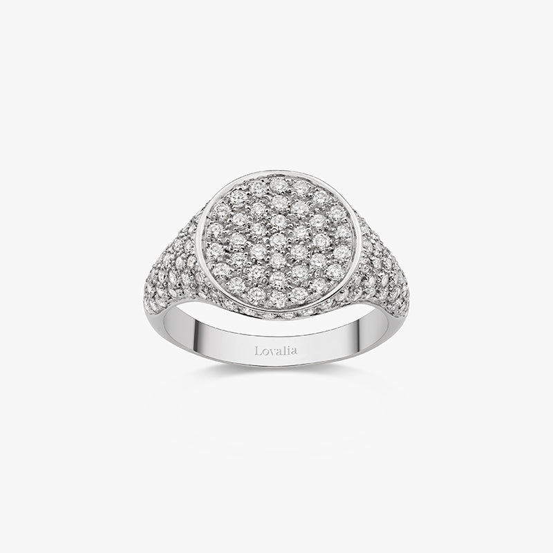 BAGUE CHEVALIÈRE OR BLANC FULL DIAMANTS