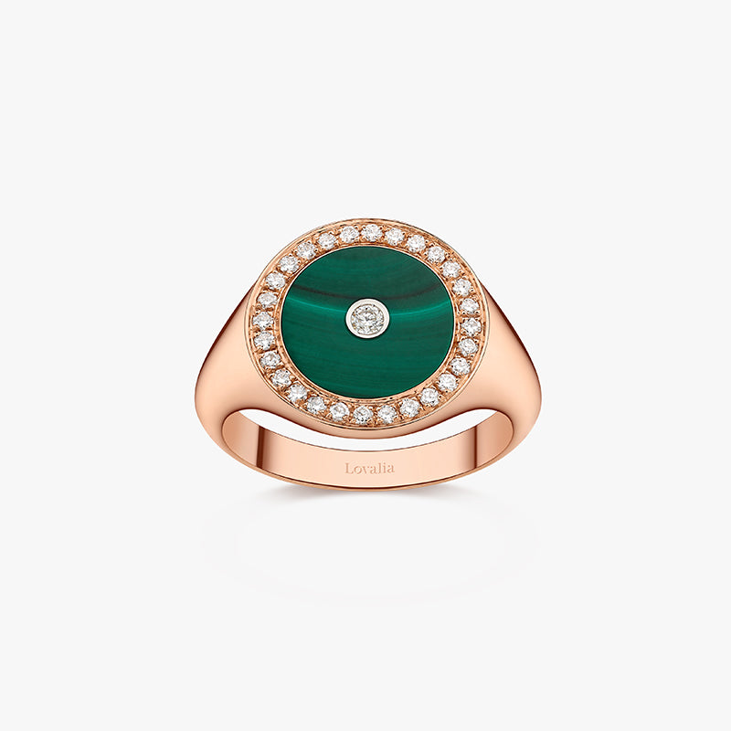 CHEVALIERE SEPALE - OR ROSE, MALACHITE ET DIAMANTS