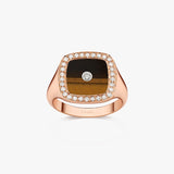 BAGUE CHEVALIERE OEIL DE TIGRE OR ROSE