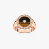 BAGUE CHEVALIERE OEIL DE TIGRE OR ROSE