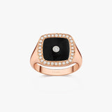 BAGUE CHEVALIERE ONYX OR ROSE