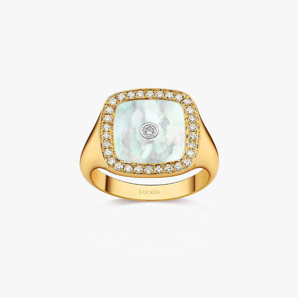 BAGUE CHEVALIERE NACRE OR JAUNE