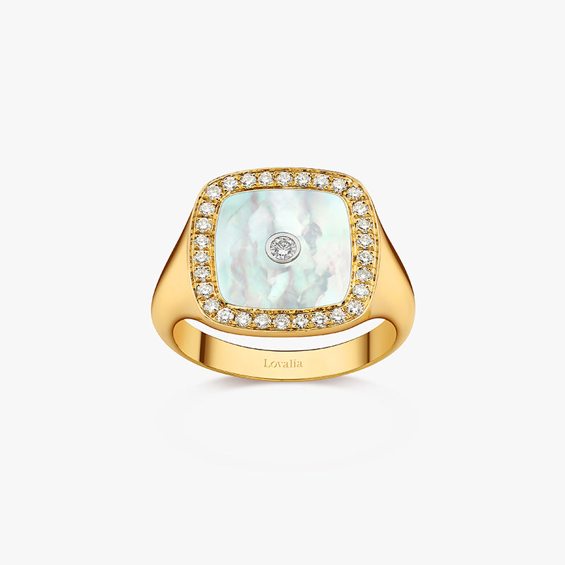 BAGUE CHEVALIERE NACRE OR JAUNE