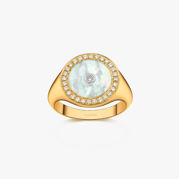 BAGUE CHEVALIERE NACRE OR JAUNE