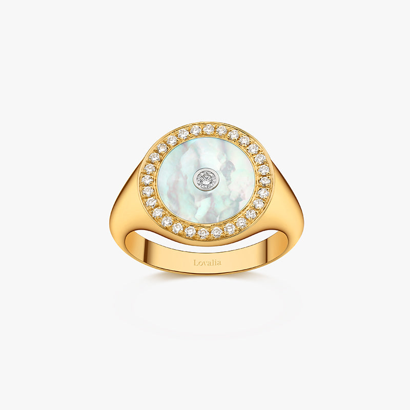 BAGUE CHEVALIERE NACRE OR JAUNE