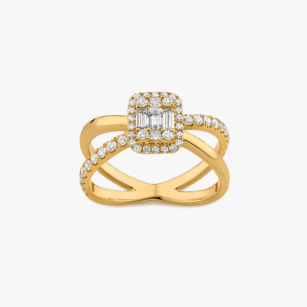 BAGUE SHINY DIAMANTS OR JAUNE