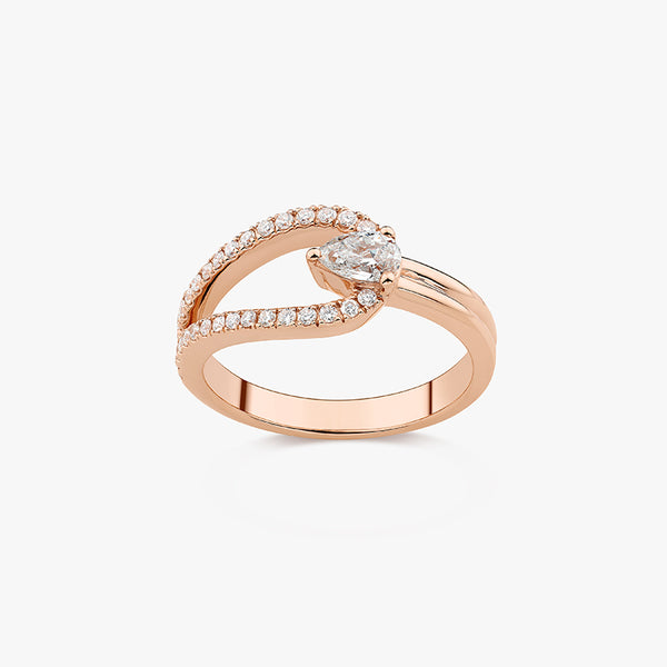 BAGUE INFINITY OR ROSE DIAMANTS