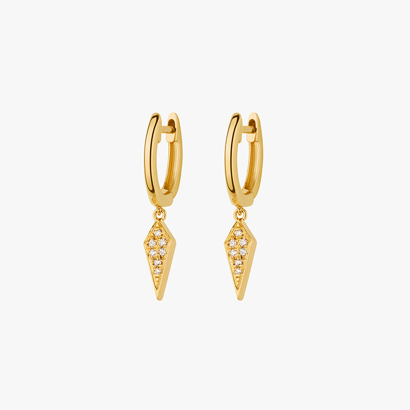 BOUCLES CREOLES OR JAUNE LOSANGE DIAMANTS