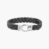 BRACELET ALBANU CRIN DE CHEVAL ANTHRACITE FERMOIR ETRIER ACIER