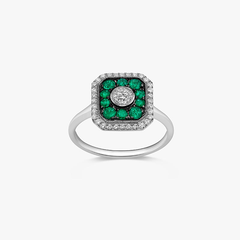 BAGUE ART DECO EMERAUDE