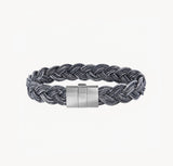 BRACELET ALBANU CUIR GRIS FERMOIR ACIER BROSSE