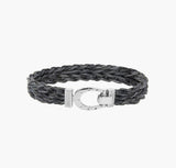BRACELET ALBANU CRIN DE CHEVAL ANTHRACITE FERMOIR ETRIER ACIER