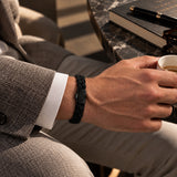 BRACELET ALBANU CUIR DE POMME NOIR PVD NOIR