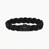 BRACELET ALBANU CUIR DE POMME NOIR PVD NOIR