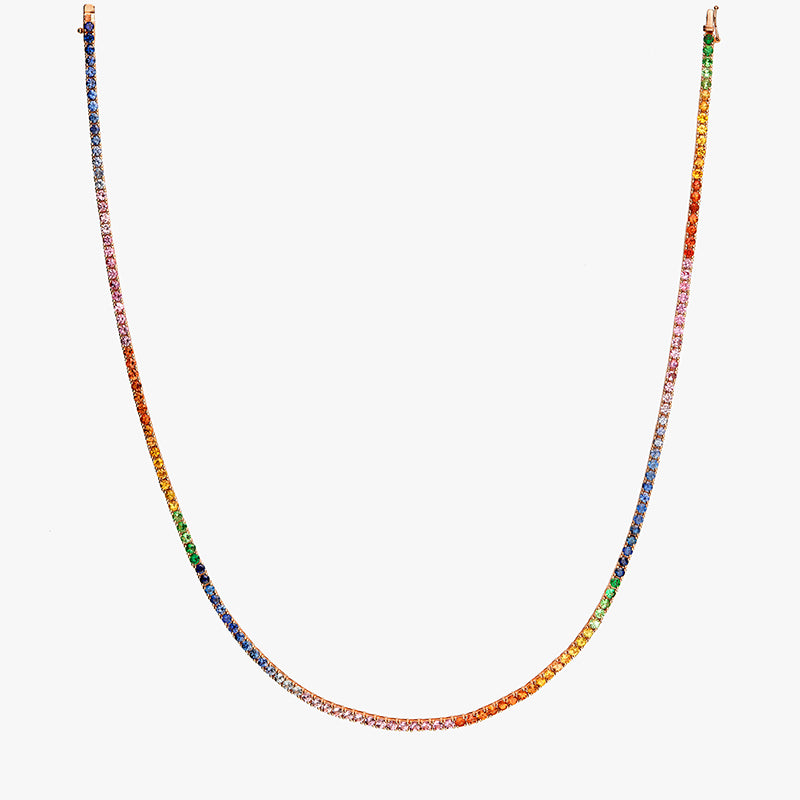 COLLIER RIVIERE RAINBOW OR ROSE 16 CT