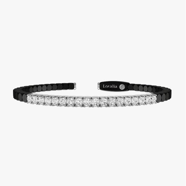 EBEN BARRETTE FULL WHITE – Or blanc ou noir, céramique noire et diamants blancs