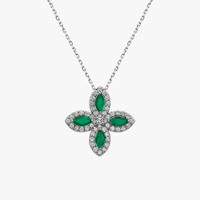 COLLIER FOUR LEAF CLOVER EMERAUDE