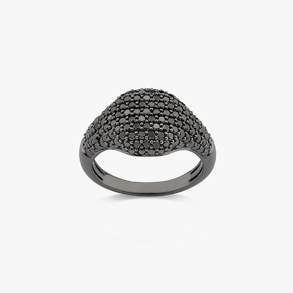 BAGUE CHEVALIERE DIAMANTS NOIRS OR NOIR Lovalia Joaillerie