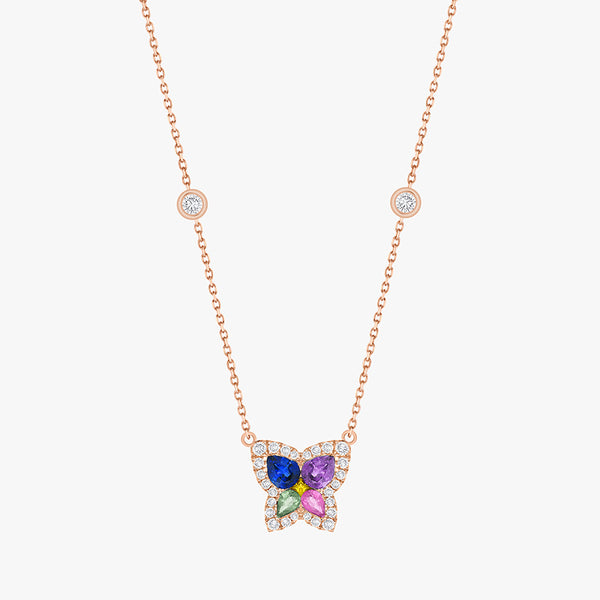 COLLIER BUTTERFLY RAINBOW OR ROSE