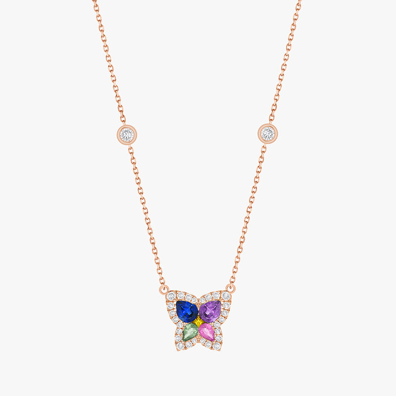COLLIER BUTTERFLY RAINBOW OR ROSE