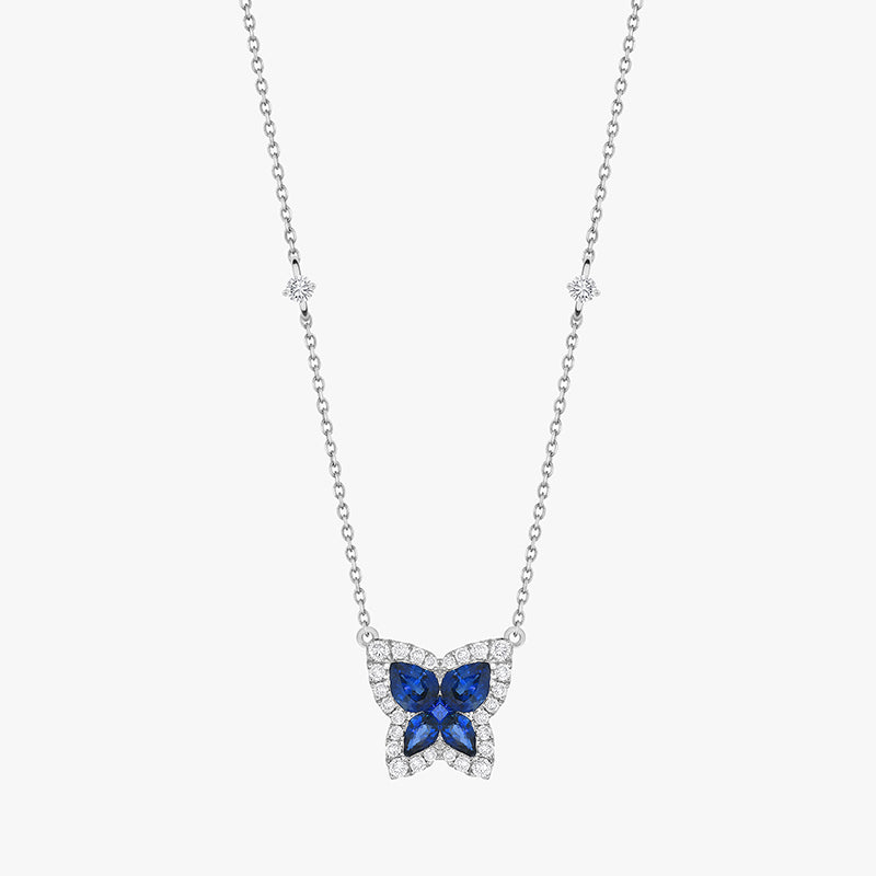 COLLIER BUTTERFLY SAPHIRS OR BLANC