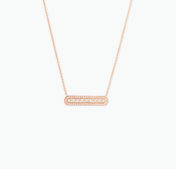 COLLIER RECTANGLE PLEIN OR ROSE